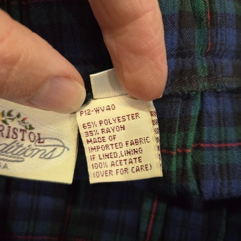 Susan Bristol New Traditions Plaid Pleated Midi Skirt Medium Blue Green Vtg USA - Picture 4 of 10